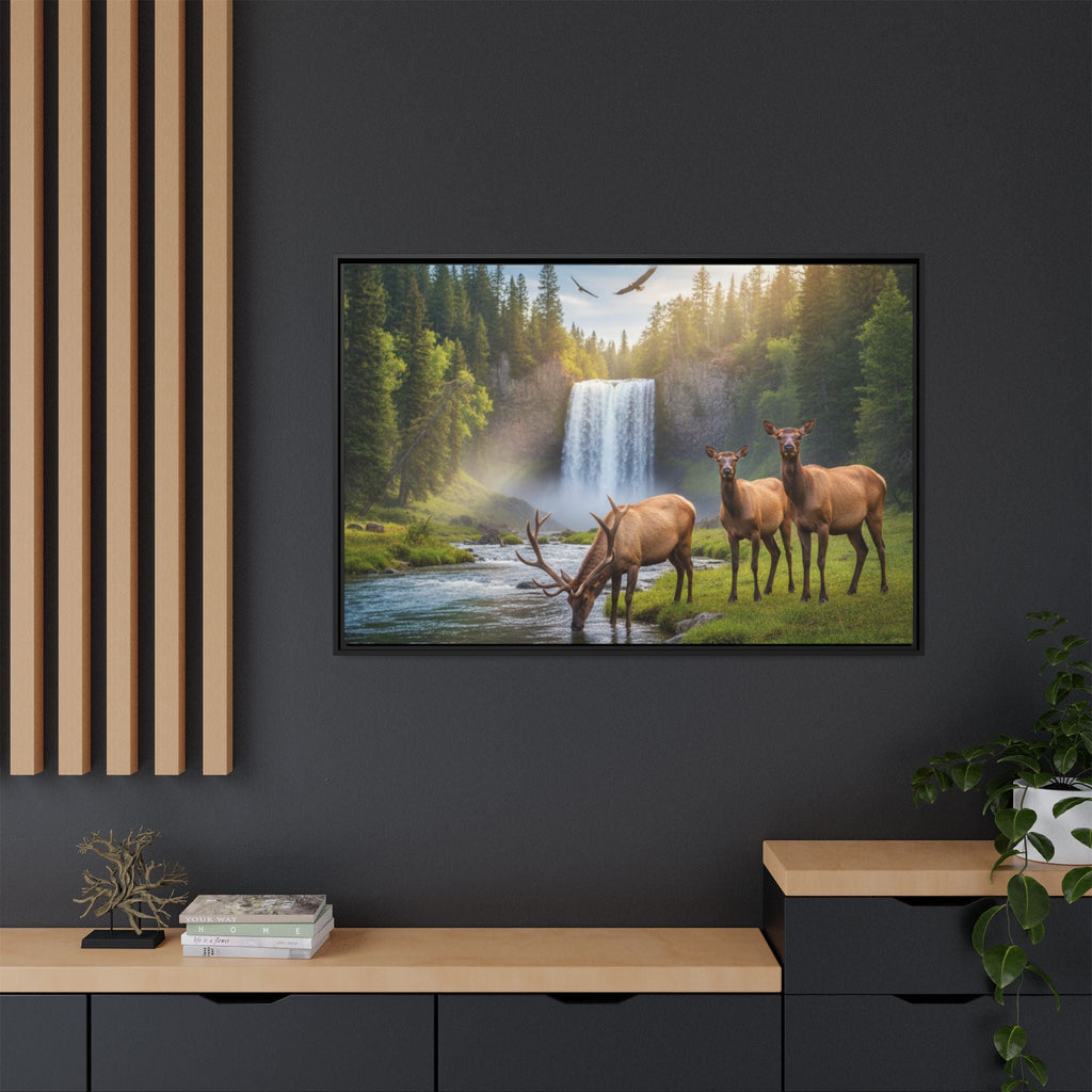 Elk Forest Landscape Wall Art - Eagles Flying - Stunning