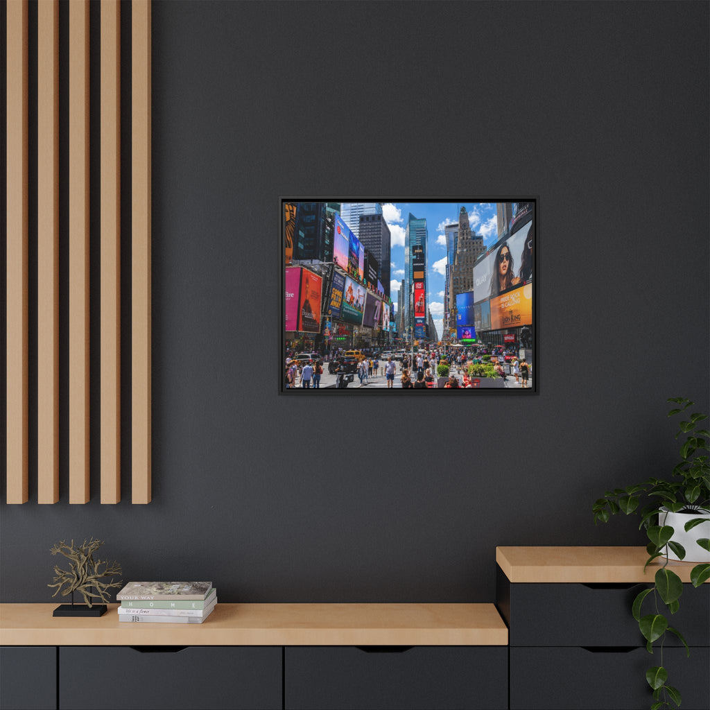 Times Square New York Matte Canvas Framed Wall Art — Vibrant Cityscape Photography