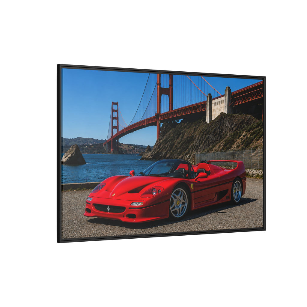 Ferrari F50 1995 Red - At Golden Gate Bridge - Stunning Framed Canvas Wall Art