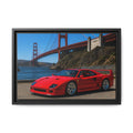 Ferrari F40 1987  — Red Sexy Sports Car by Golden Gate Bridge - Stunning Framed Canvas