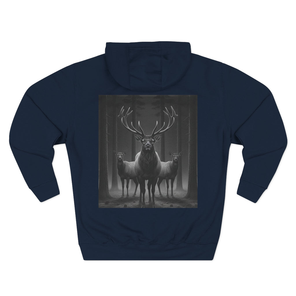 Mystic Stag Hoodie — Dark Forest Elk Trio Graphic Fleece