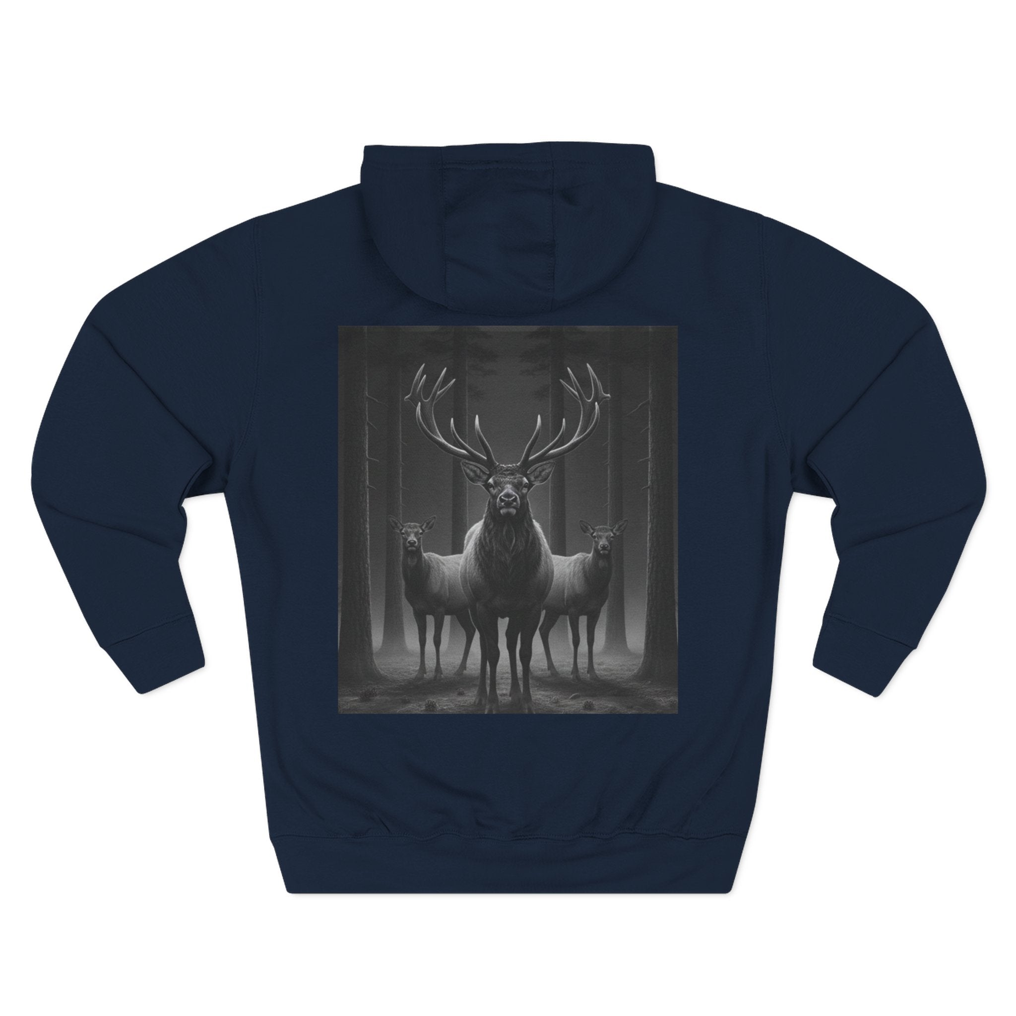 Mystic Stag Hoodie — Dark Forest Elk Trio Graphic Fleece
