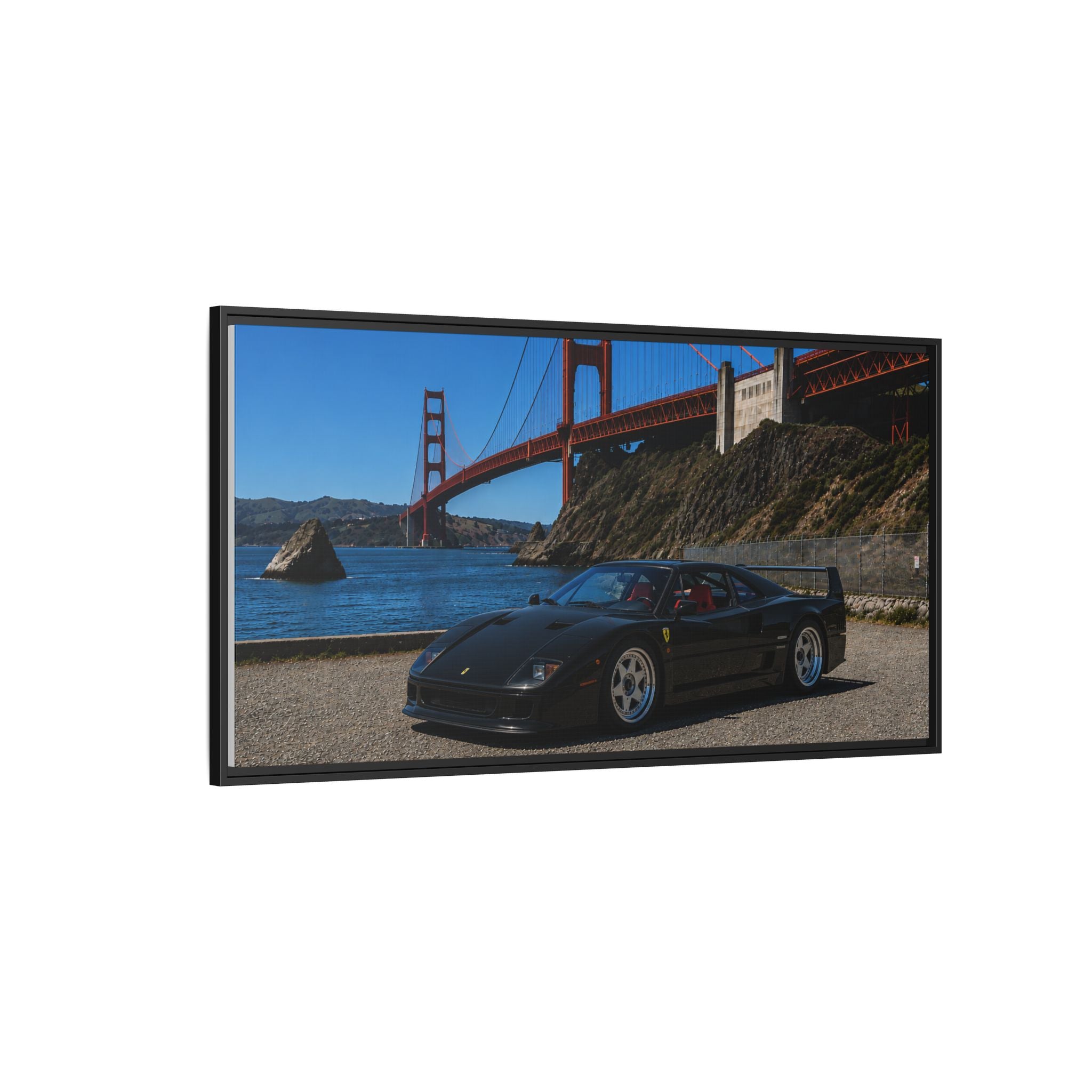 Ferrari F40 1987 At Golden Gate — Stunning Framed Matte Canvas Wall Art