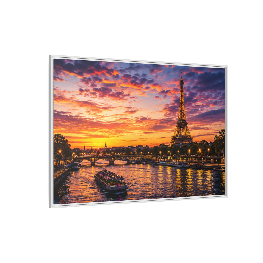 Paris Sunset Matte Canvas Wall Art - Framed - Stunning Picture