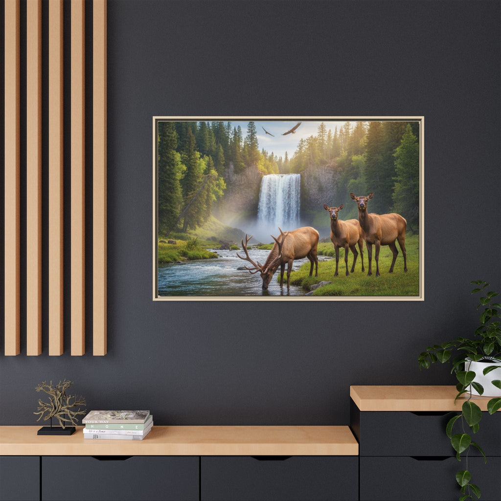 Elk Forest Landscape Wall Art - Eagles Flying - Stunning