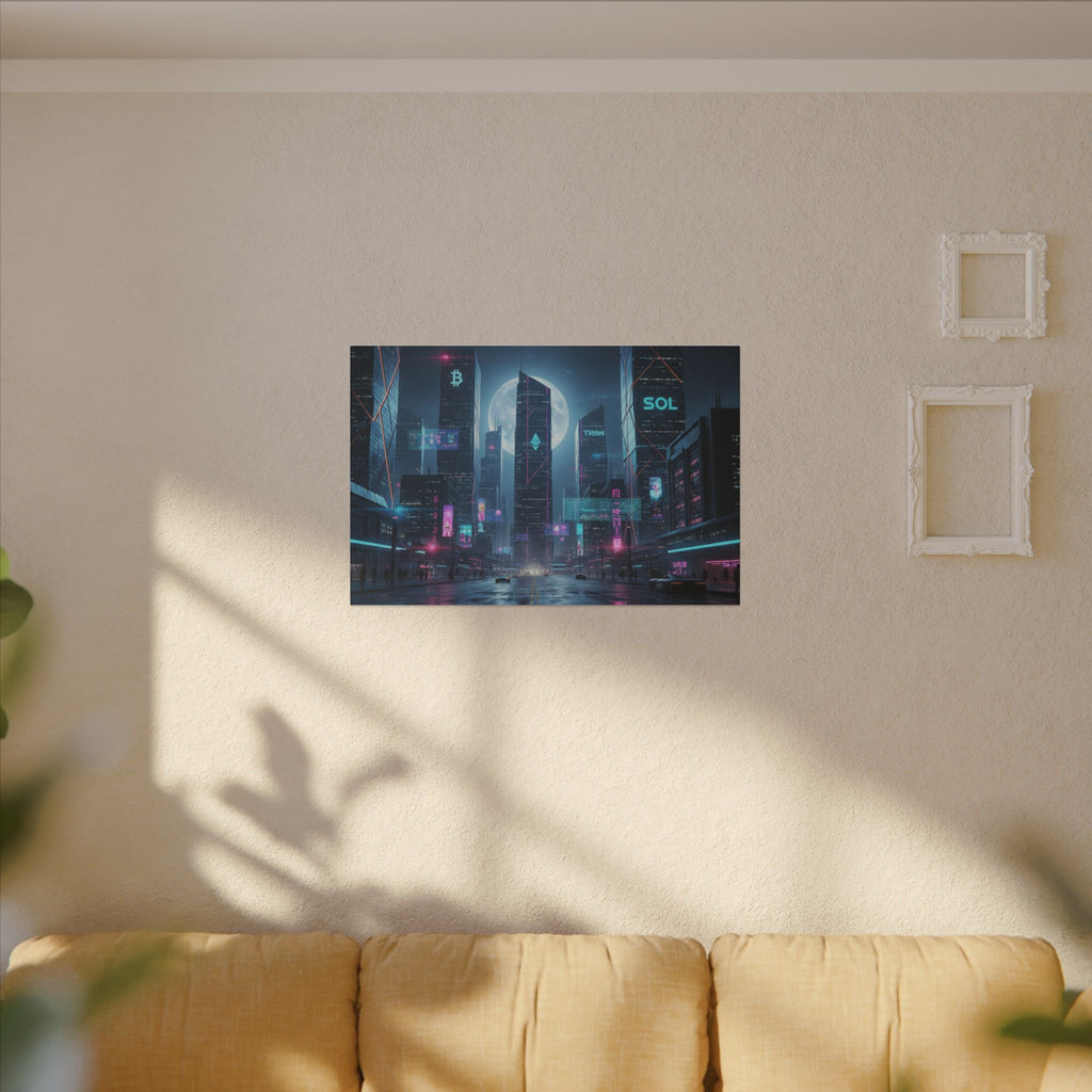 Cybercity Neon Canvas Print — Futuristic Nightscape Wall Art