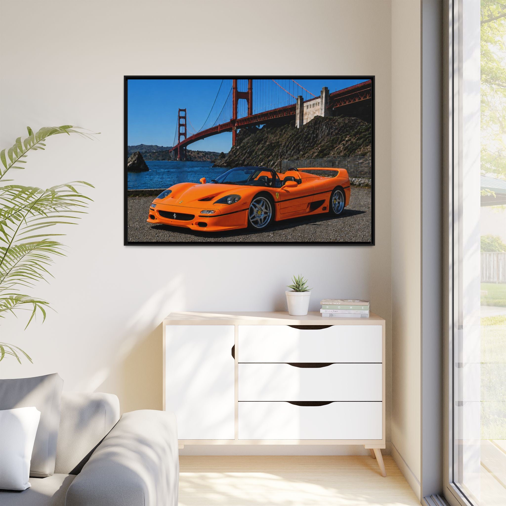Ferrari F50 1995 - Golden Gate Bridge - Framed Canvas Print - Stunning