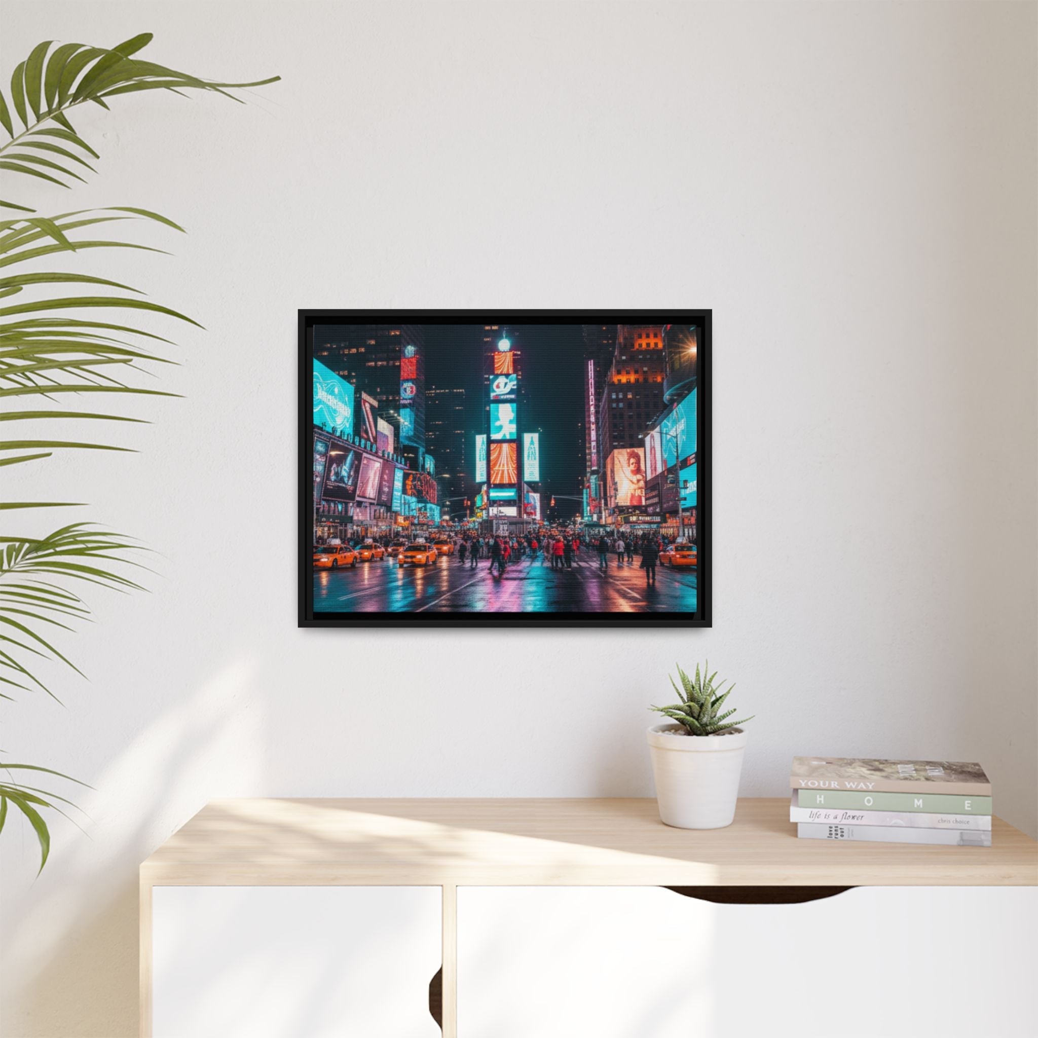 New york / Japan Nightskape Cityskape Framed Canvas Art - Stunning