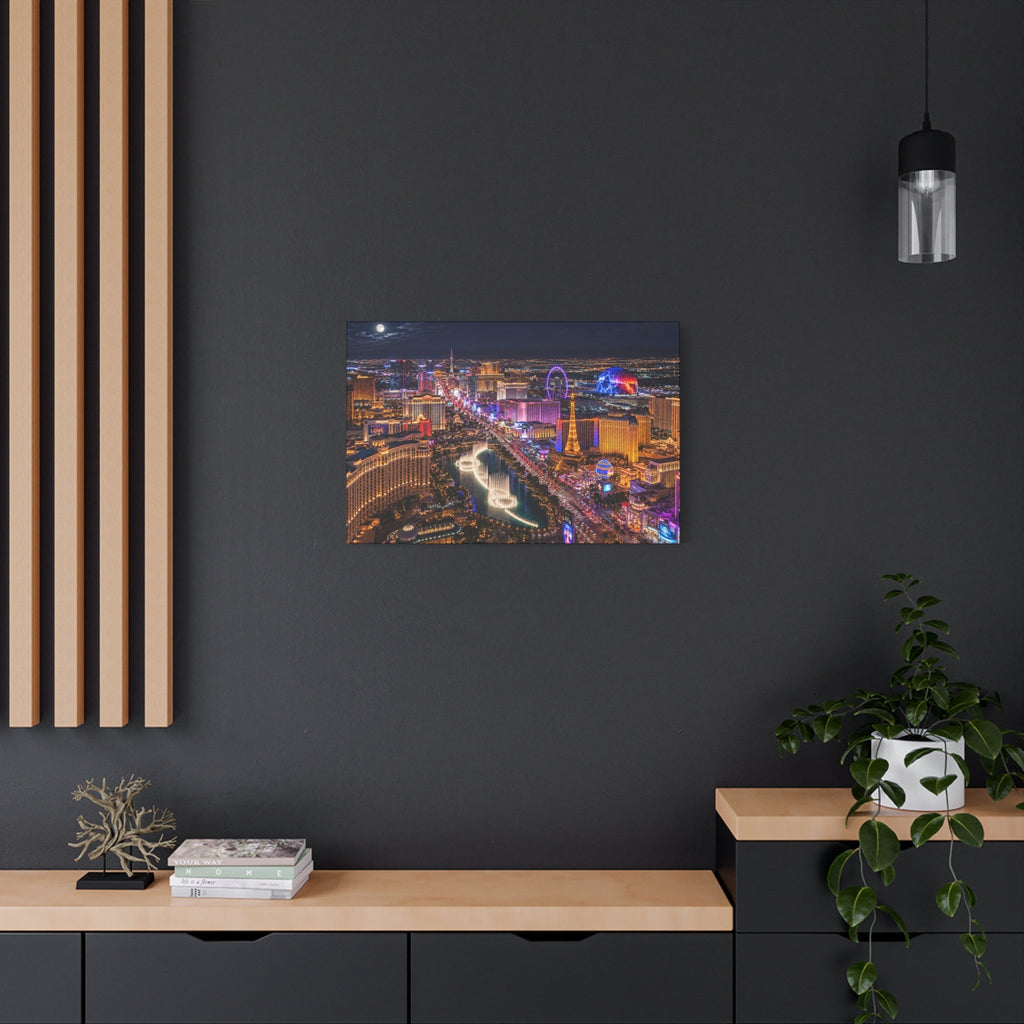Las Vegas Strip Nightscape Matte Canvas Print — Stunning Vibrant Art