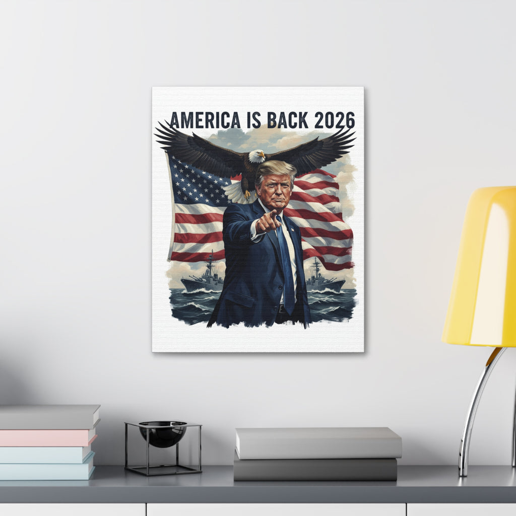 Patriotic 'America Is Back 2026' Canvas Wall Art