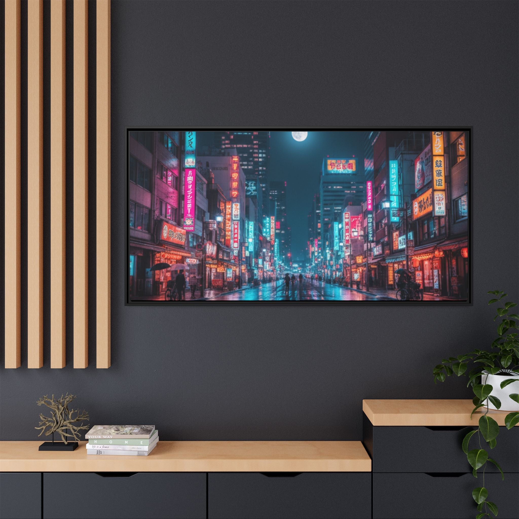 Japan Nightscape Canvas Framed Print - Stunning - Vibrant
