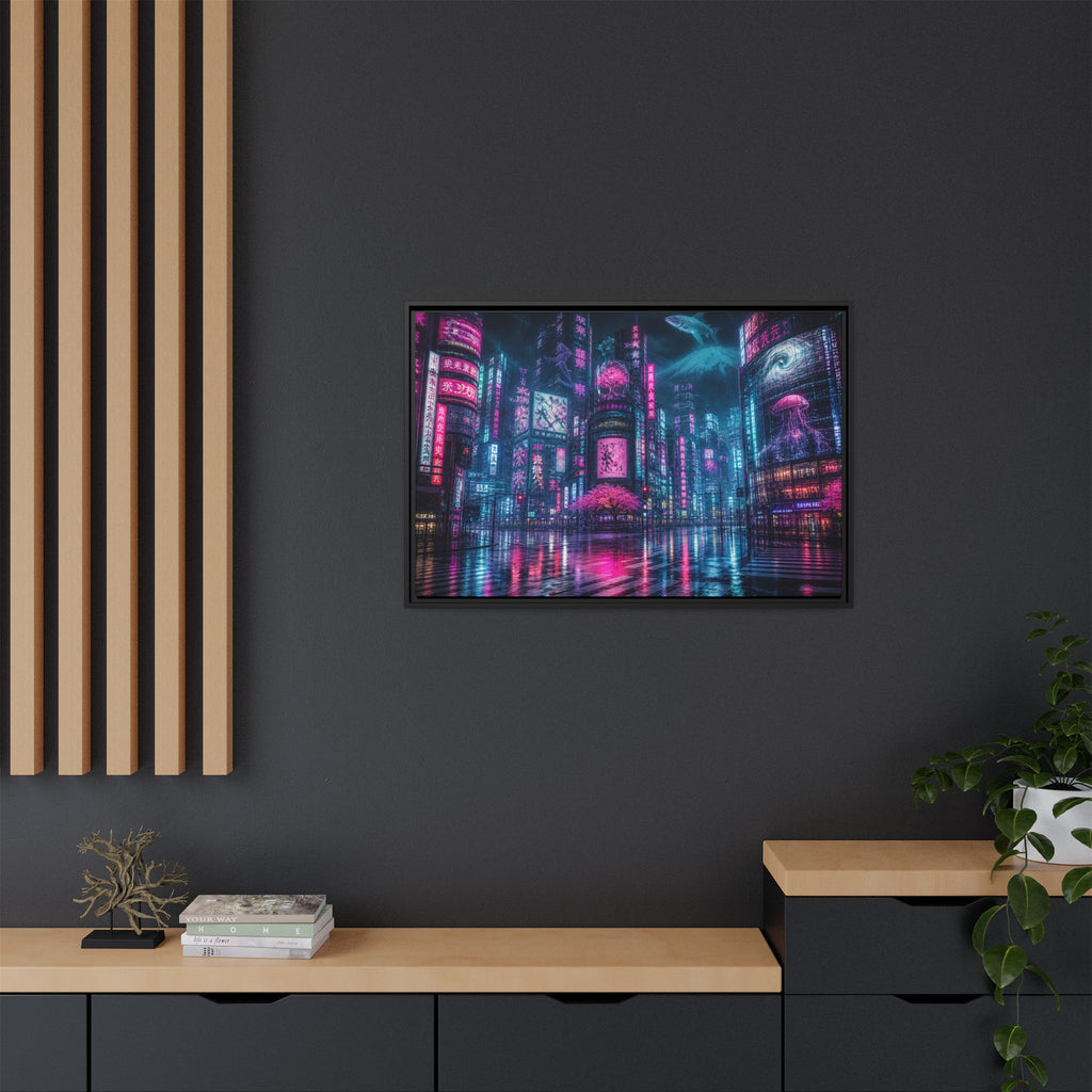 Tokyo Neon Night Canvas Wall Art Print Ready to Hang