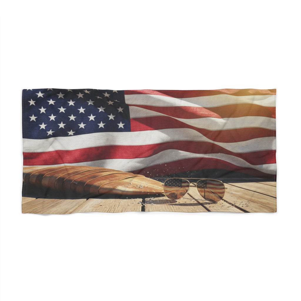 American Flag Beach Towel – Patriotic USA Stars & Stripes Summer Towel