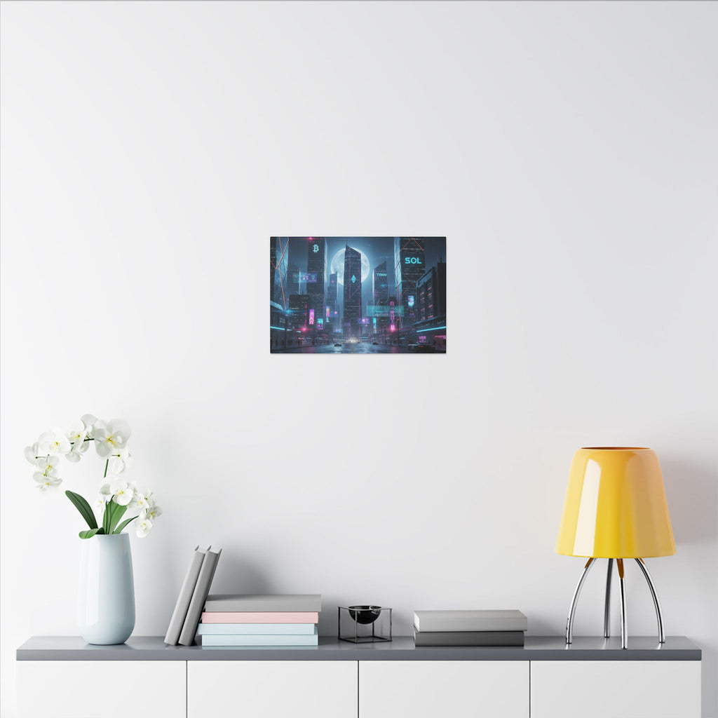 Cybercity Neon Canvas Print — Futuristic Nightscape Wall Art