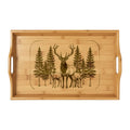 Engraved Bamboo Serving Tray — Deer & Pine Forest