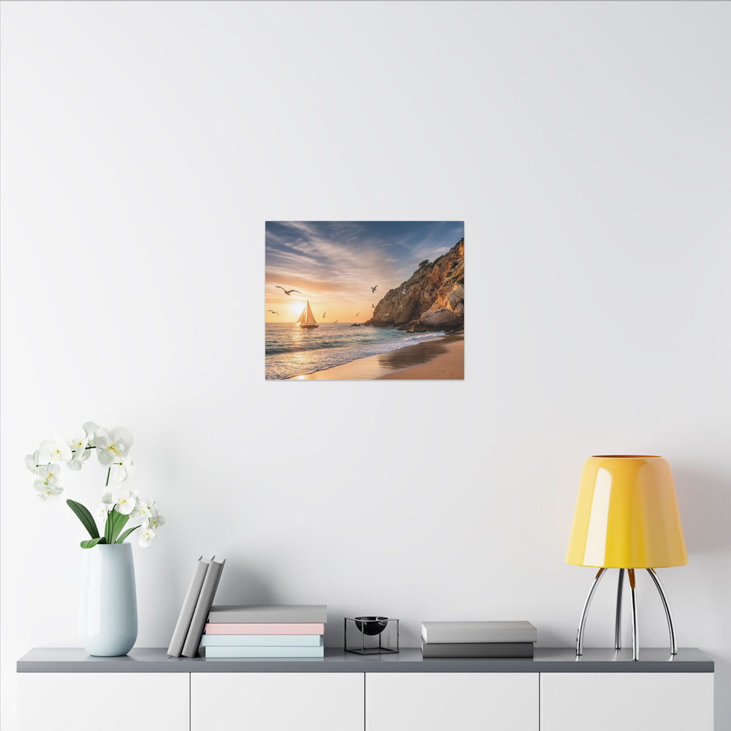 Seaside Sunset Sail Canvas