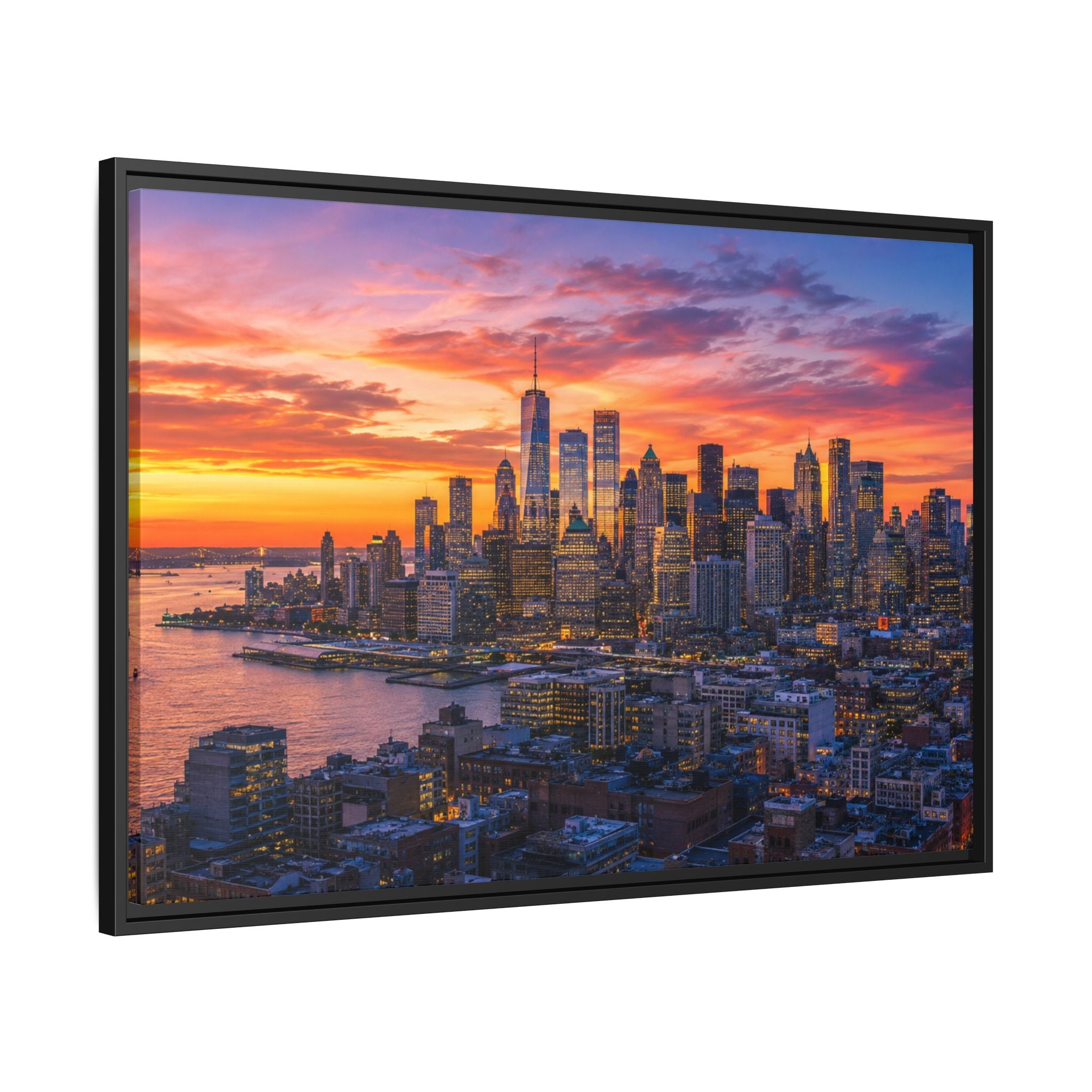 New York City Stunning — Vibrant Skyline Sunset Canvas Wall Art