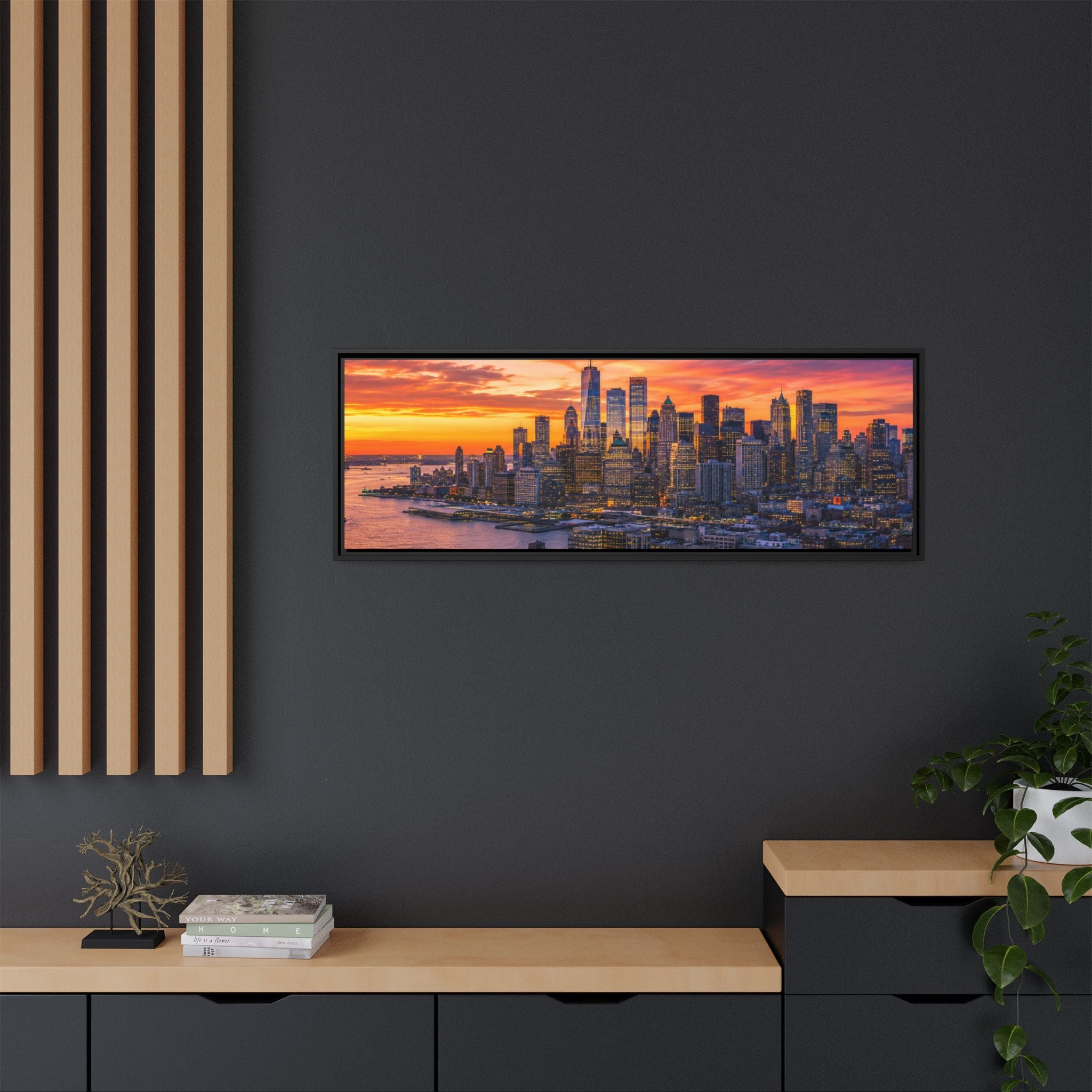 New York City Stunning — Vibrant Skyline Sunset Canvas Wall Art