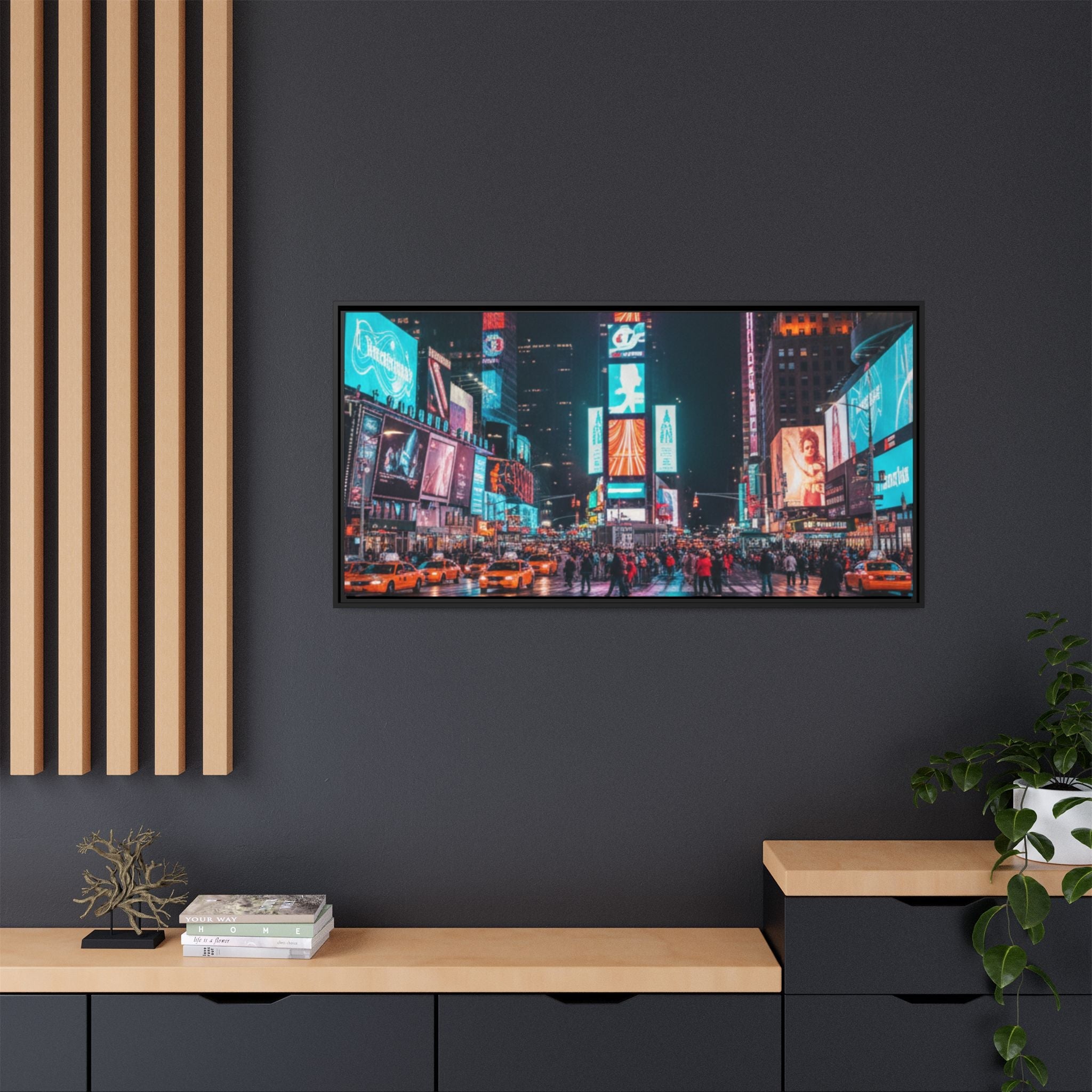New york / Japan Nightskape Cityskape Framed Canvas Art - Stunning