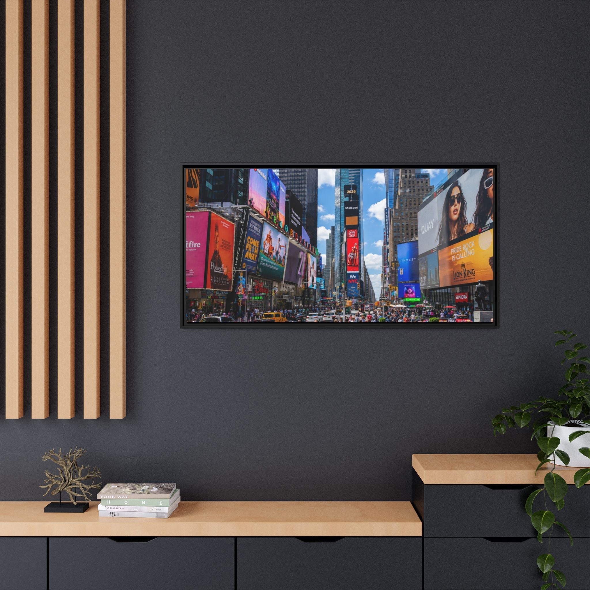 Times Square New York Matte Canvas Framed Wall Art — Vibrant Cityscape Photography