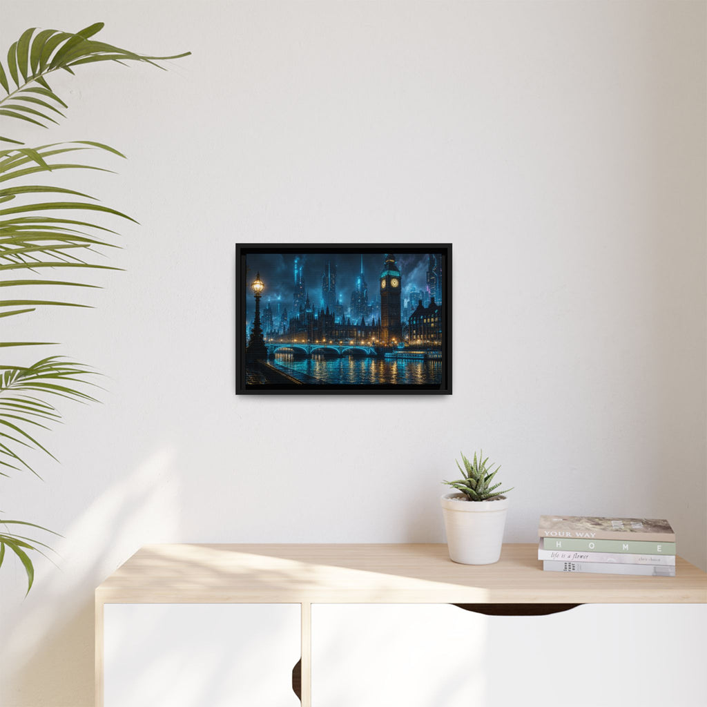 London Thames Night Canvas Wall Art Print Ready to Hang