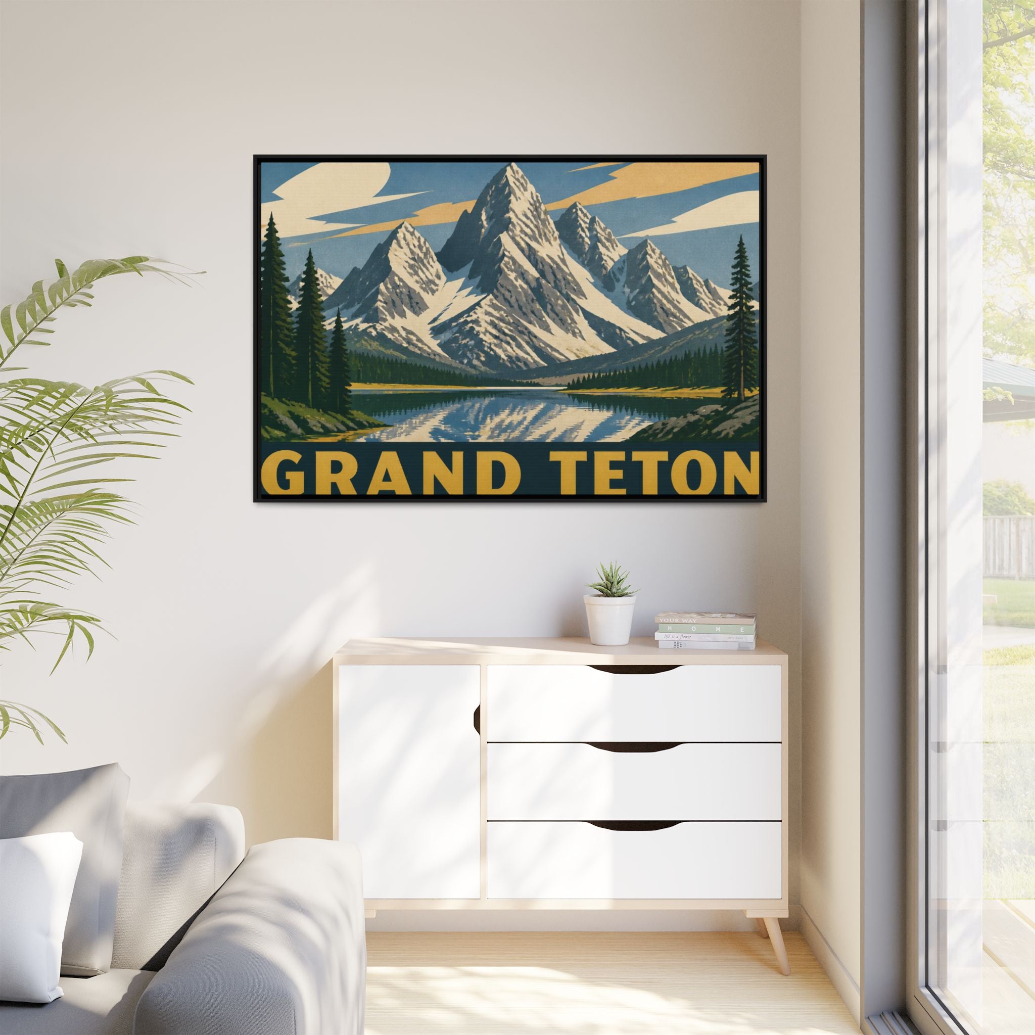 Grand Teton Vintage Travel Poster Canvas Wall Art Print Ready to Hang