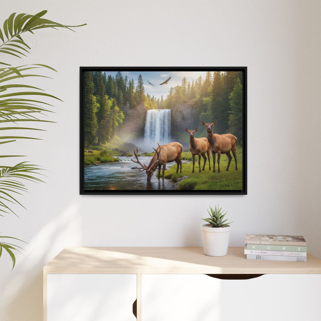Elk Forest Landscape Wall Art - Eagles Flying - Stunning