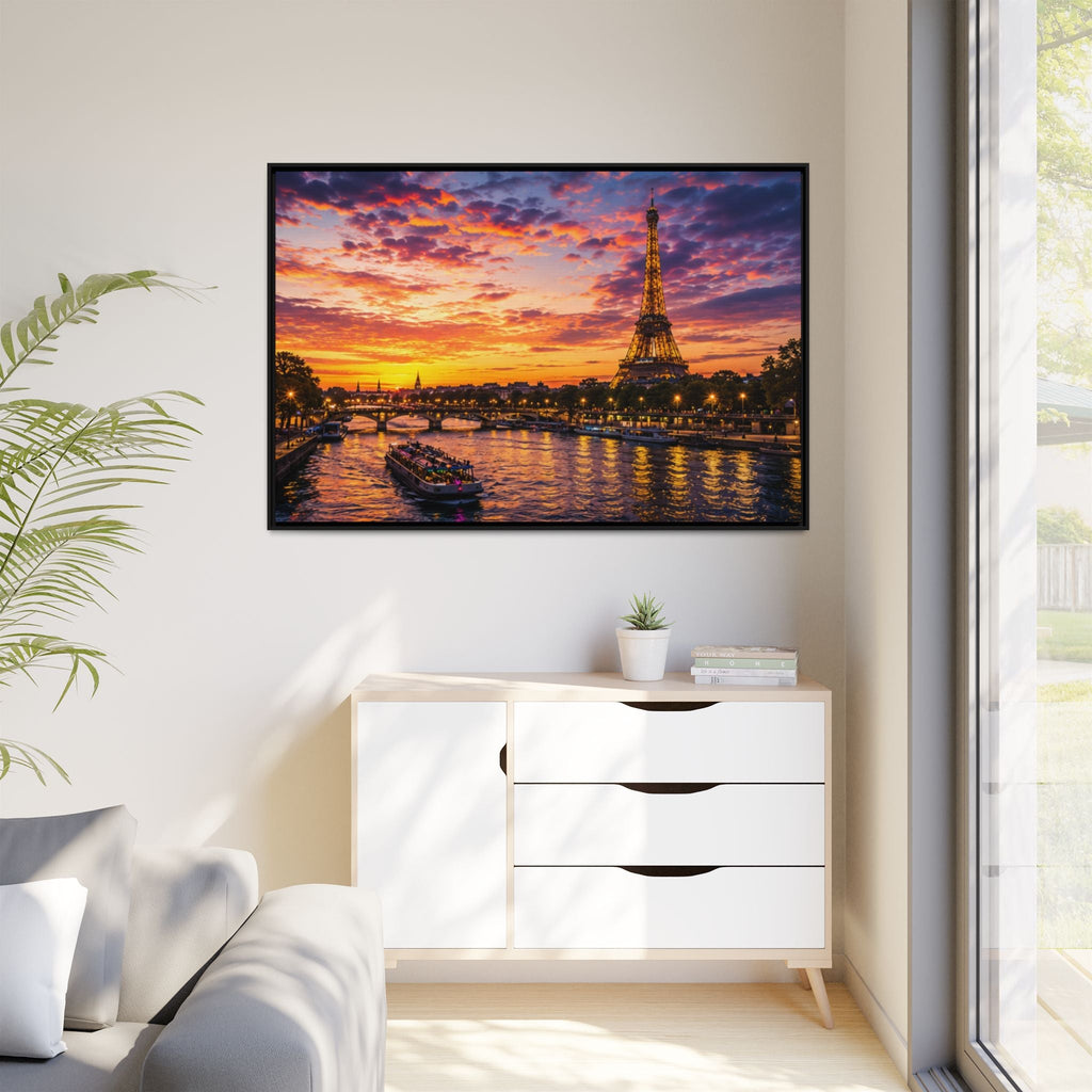 Paris Sunset Matte Canvas Wall Art - Framed - Stunning Picture