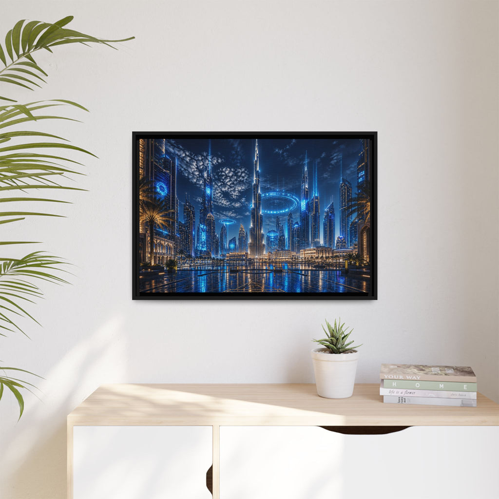 Dubai Night Skyline Canvas Wall Art Print Ready to Hang