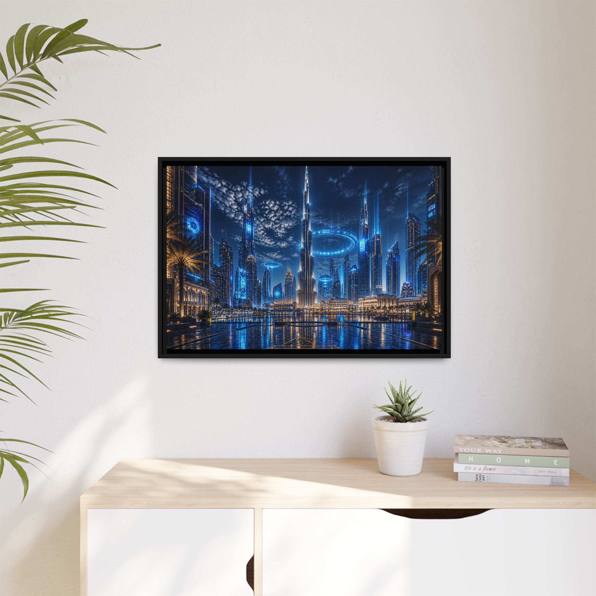 Dubai Night Skyline Canvas Wall Art Print Ready to Hang