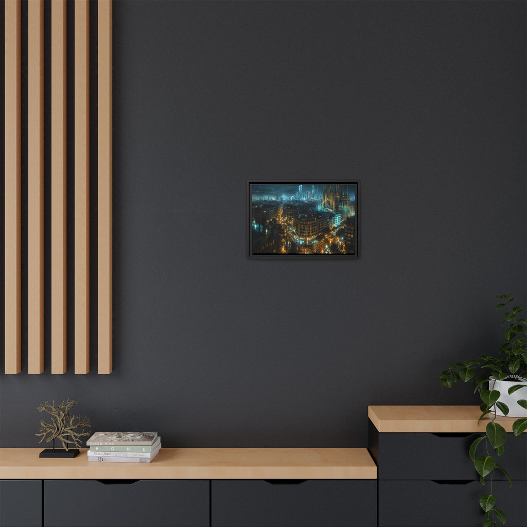 Barcelona Night Canvas Wall Art Print Ready to Hang