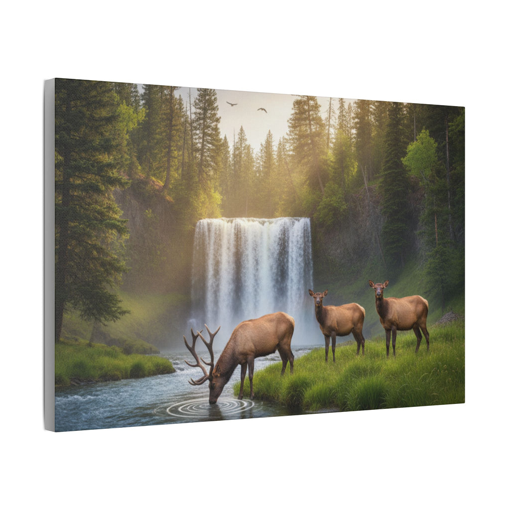 Waterfall Elk Canvas