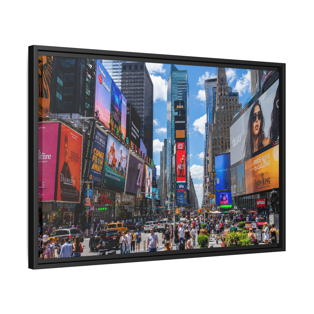 Times Square New York Matte Canvas Framed Wall Art — Vibrant Cityscape Photography