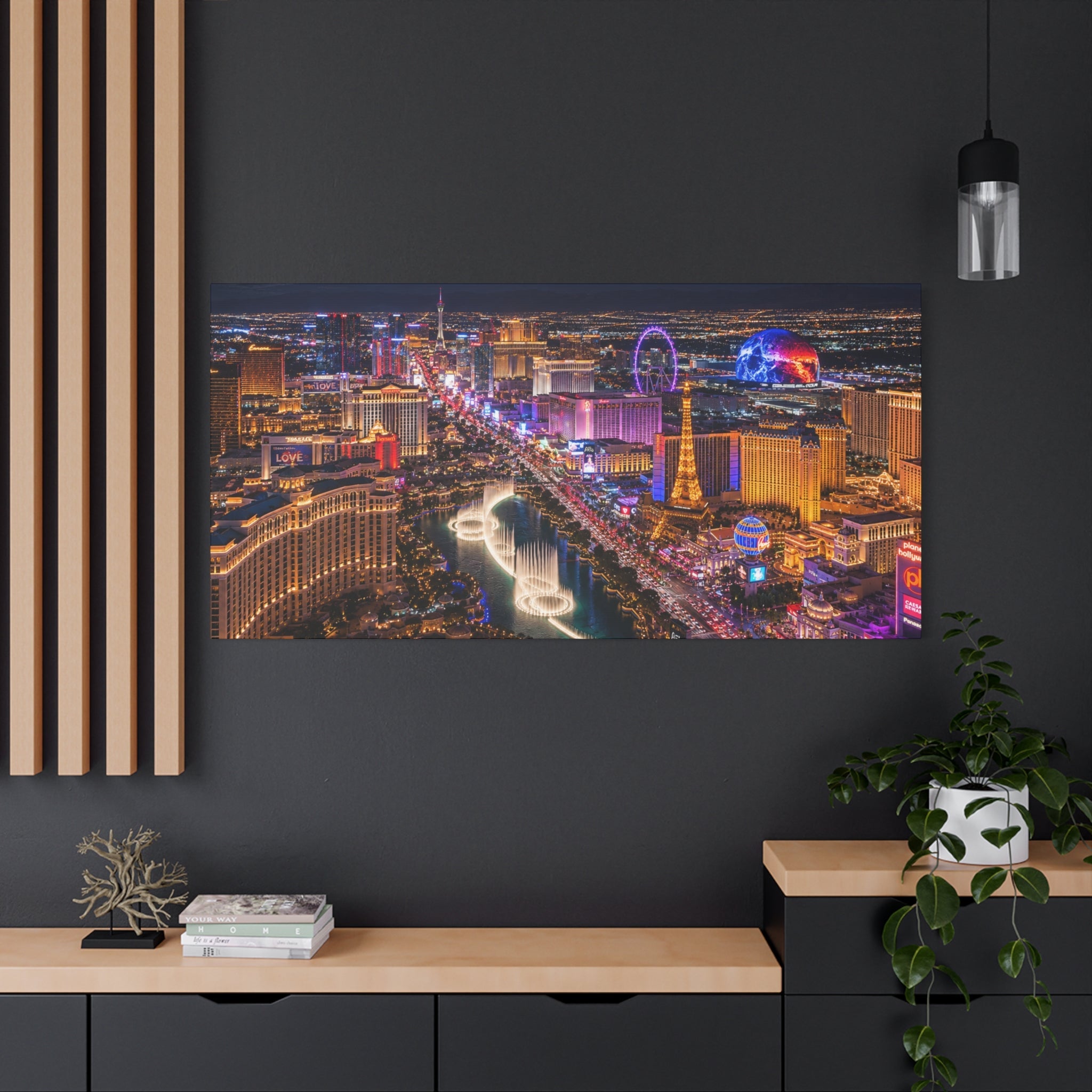 Las Vegas Strip Nightscape Matte Canvas Print — Stunning Vibrant Art