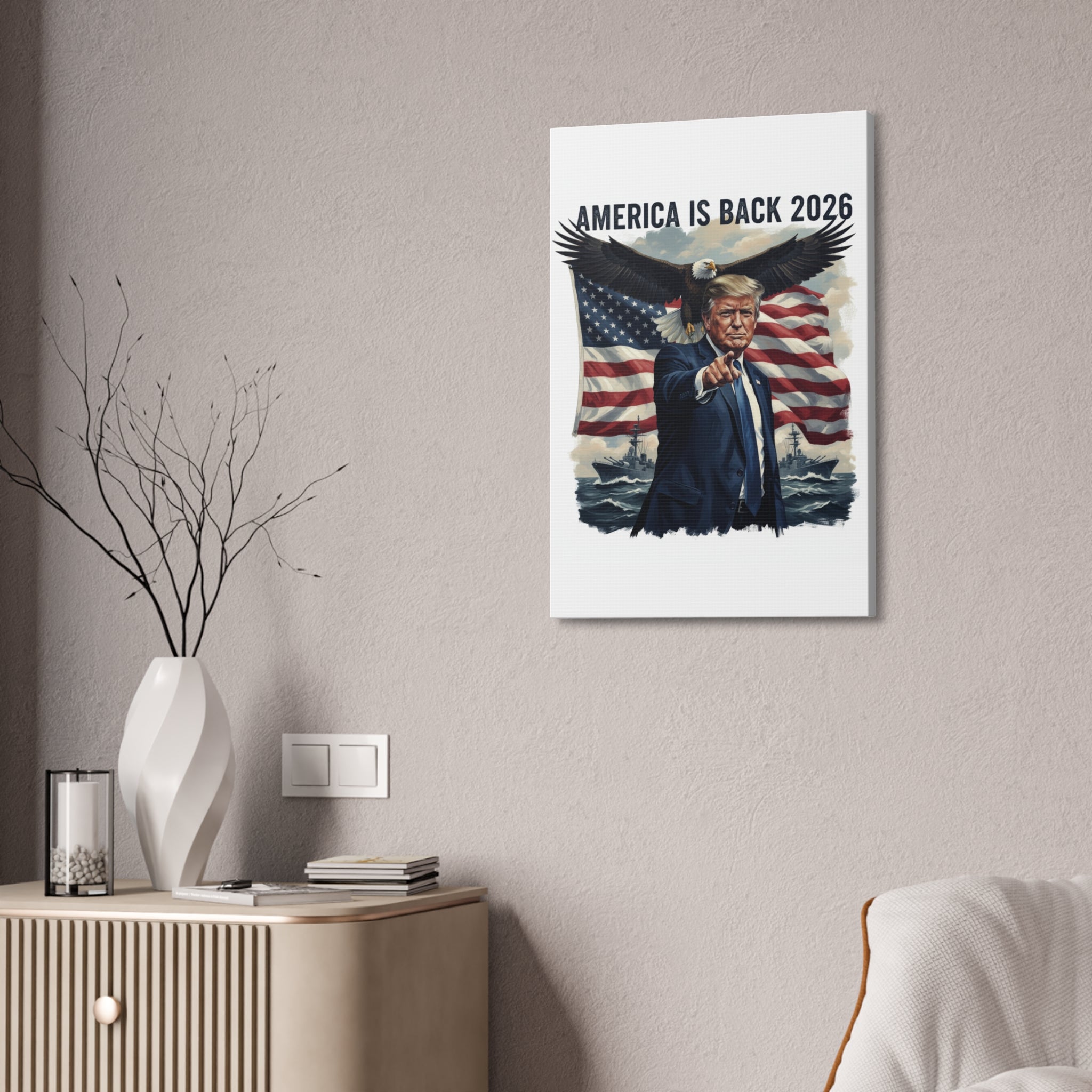 Patriotic 'America Is Back 2026' Canvas Wall Art