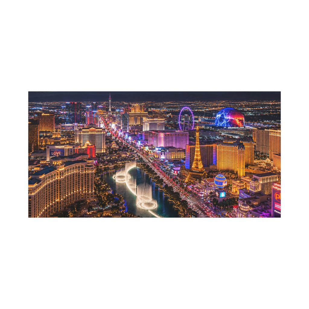 Las Vegas Strip Nightscape Matte Canvas Print — Stunning Vibrant Art