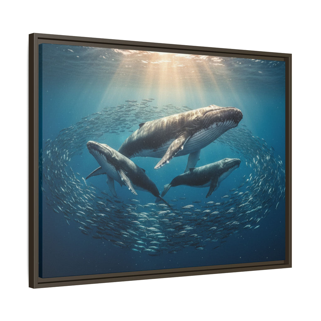 Whale Family Canvas Wall Art - Framed - Stunning