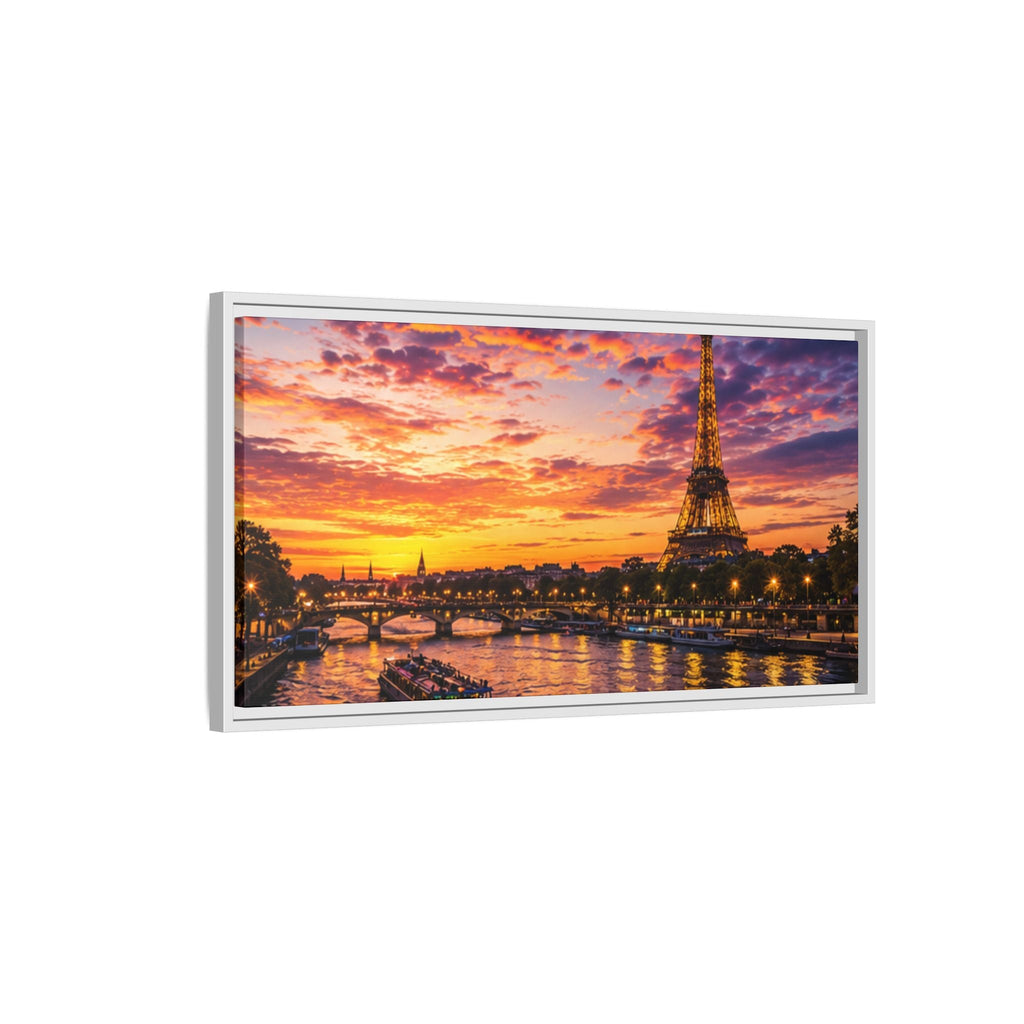 Paris Sunset Matte Canvas Wall Art - Framed - Stunning Picture