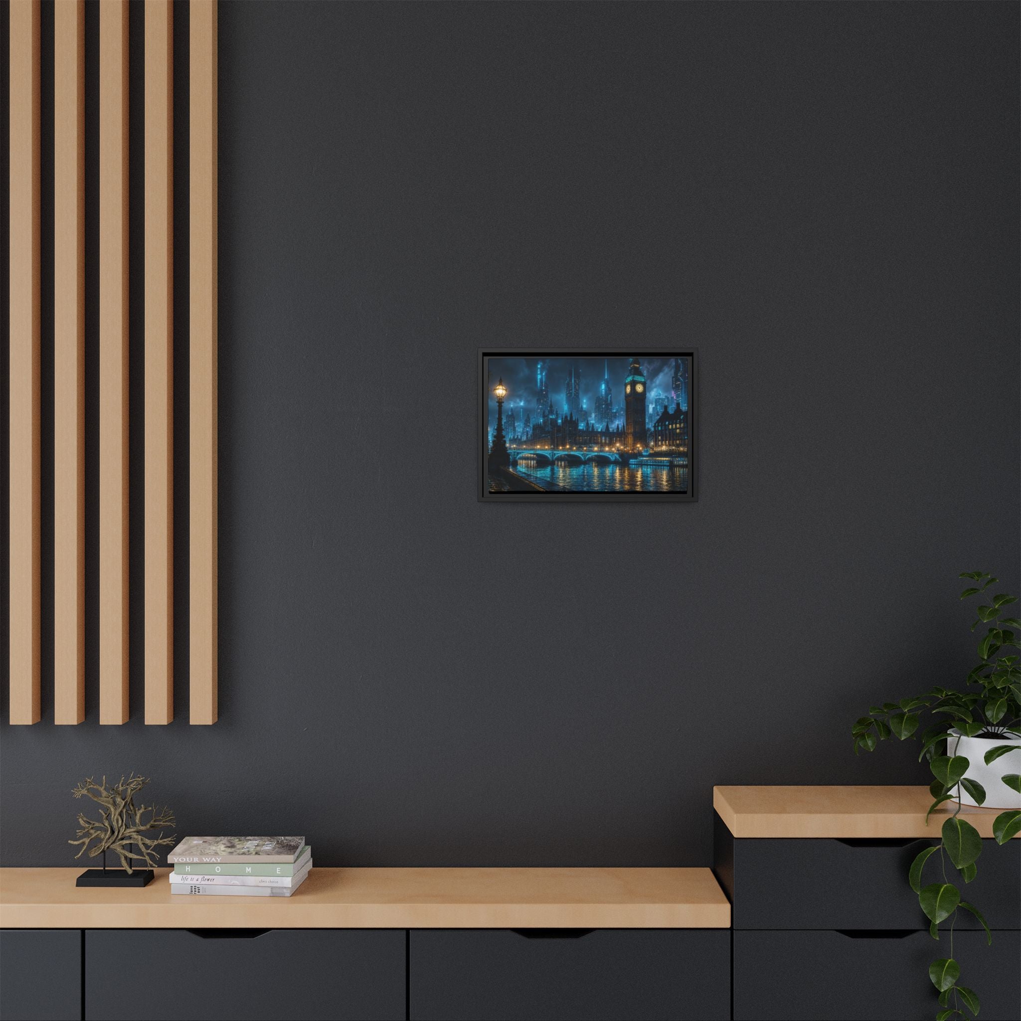 London Thames Night Canvas Wall Art Print Ready to Hang