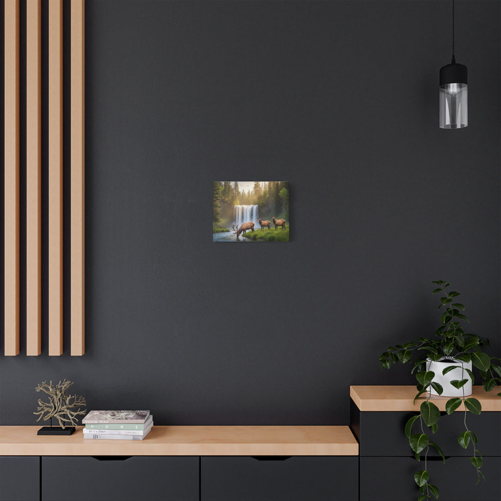 Waterfall Elk Canvas