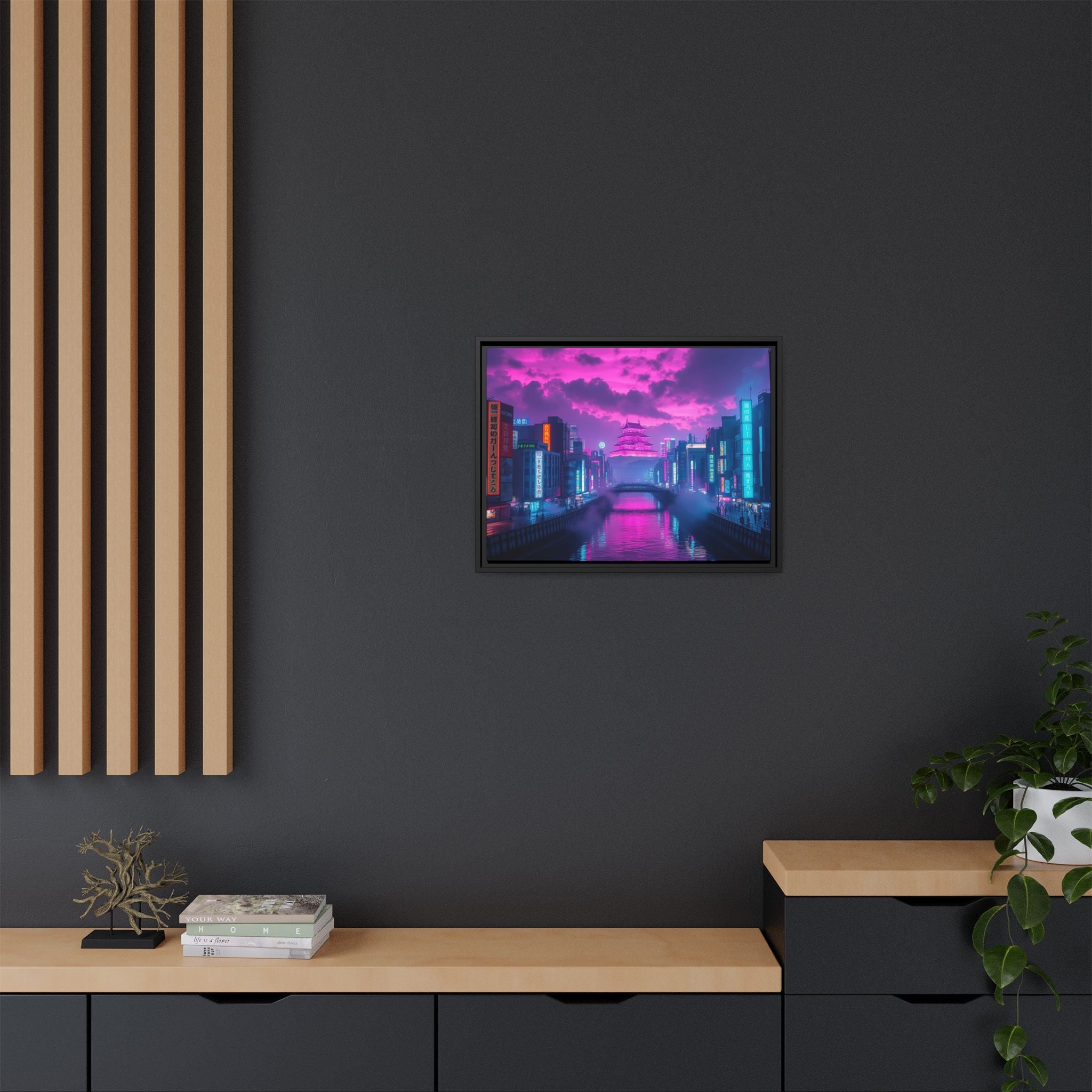 Osaka Neon Night Canvas Wall Art Print Ready to Hang