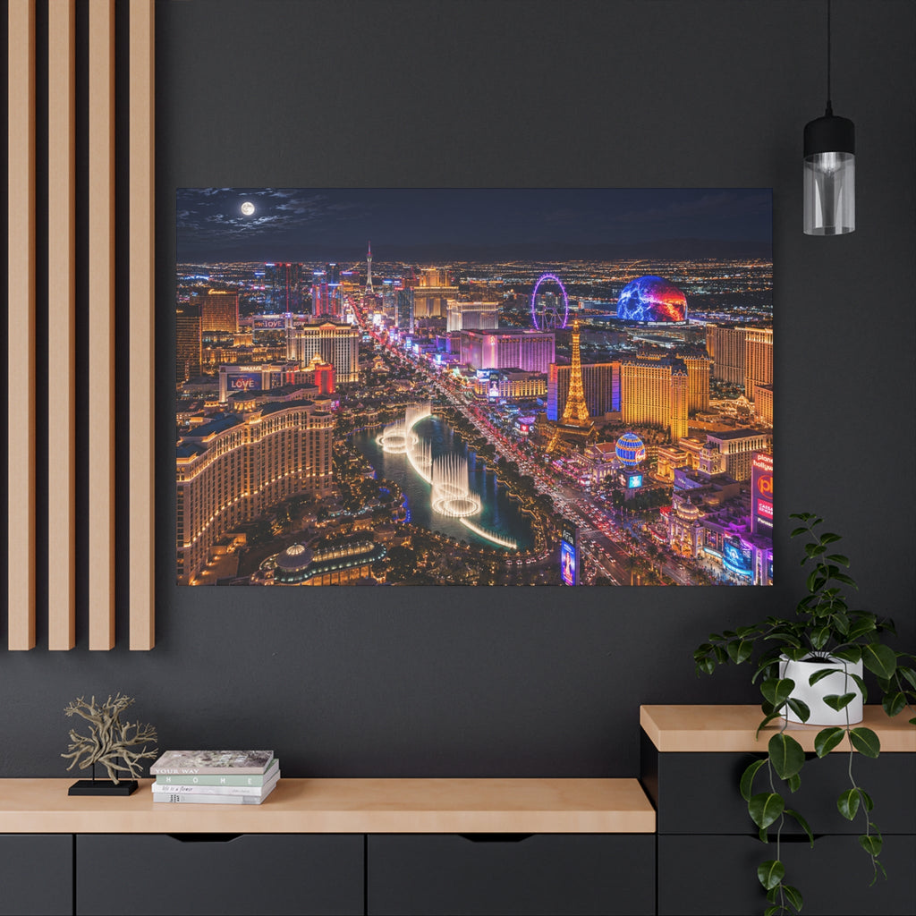 Las Vegas Strip Nightscape Matte Canvas Print — Stunning Vibrant Art