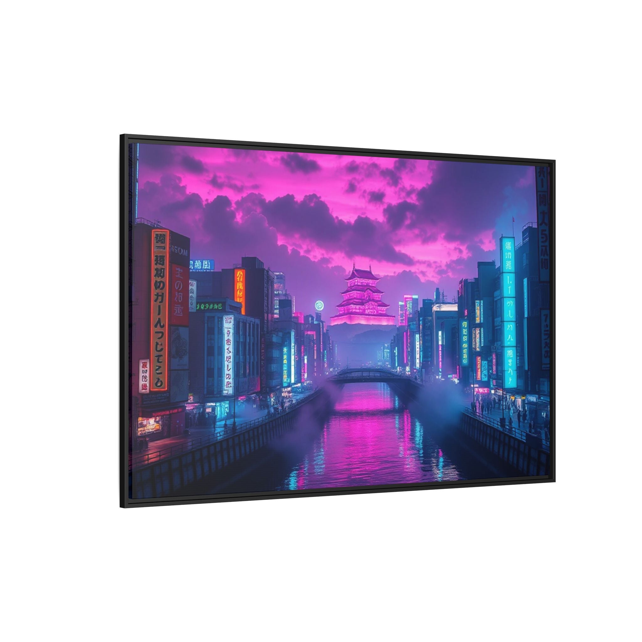 Osaka Neon Night Canvas Wall Art Print Ready to Hang