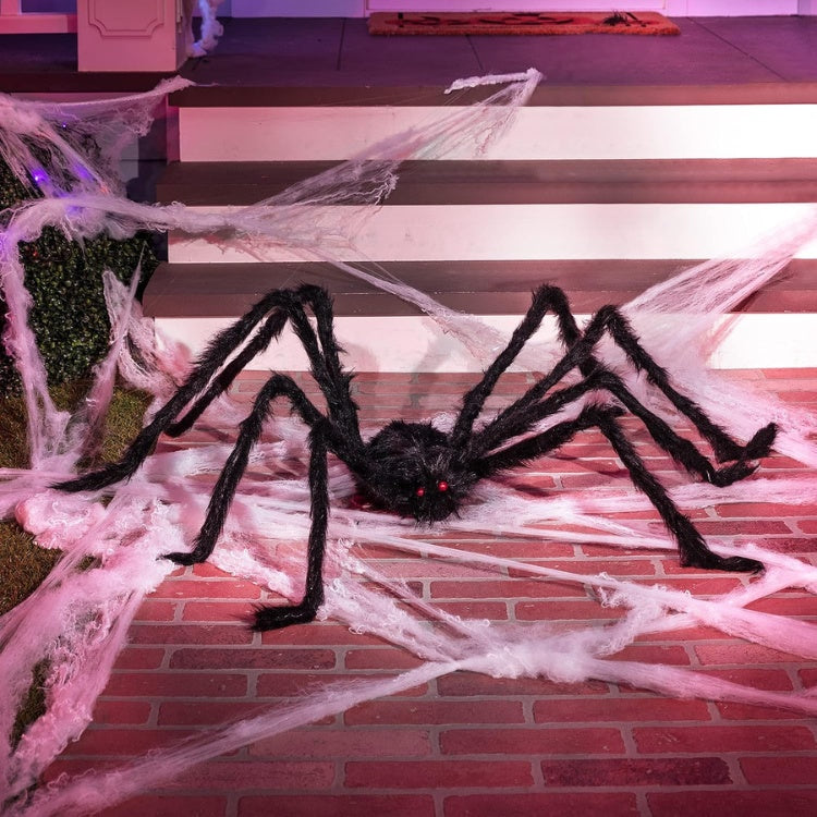 5 FT Giant Halloween Spider, Large Black Yard Lawn Garden Patio Decor For