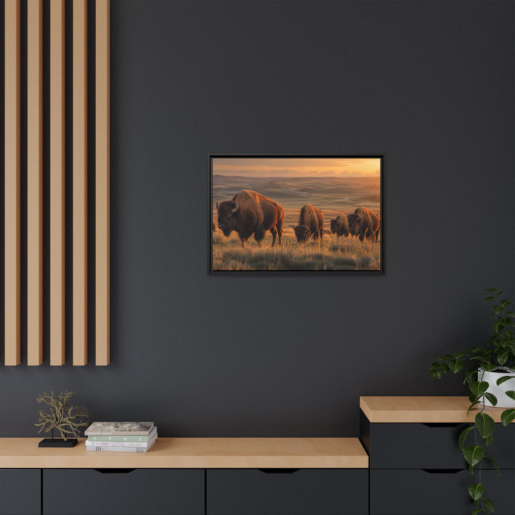 Bison Plains Golden Hour Canvas Wall Art Print Ready to Hang