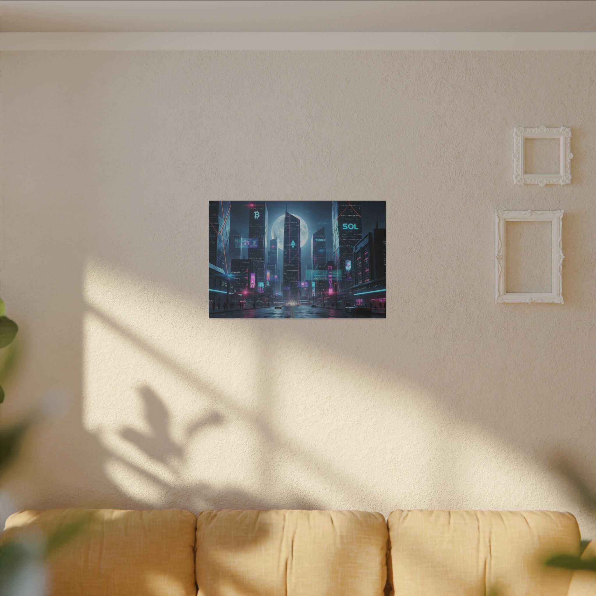 Cybercity Neon Canvas Print — Futuristic Nightscape Wall Art