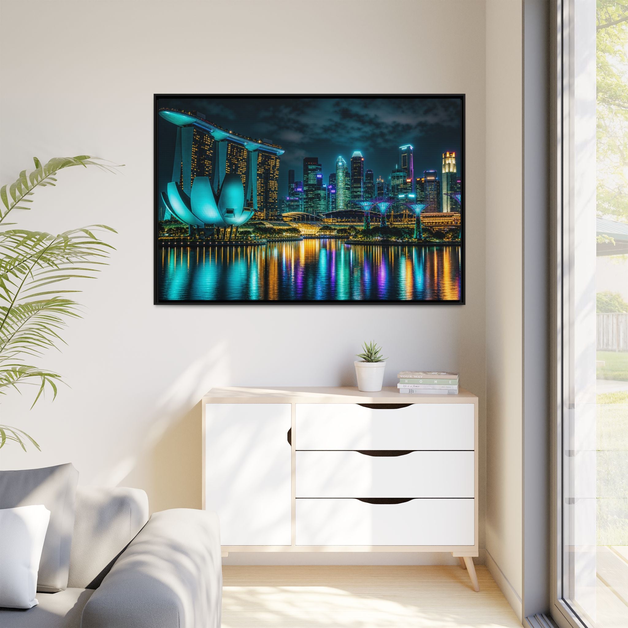 Singapore Marina Bay Night Canvas Wall Art Print Ready to Hang