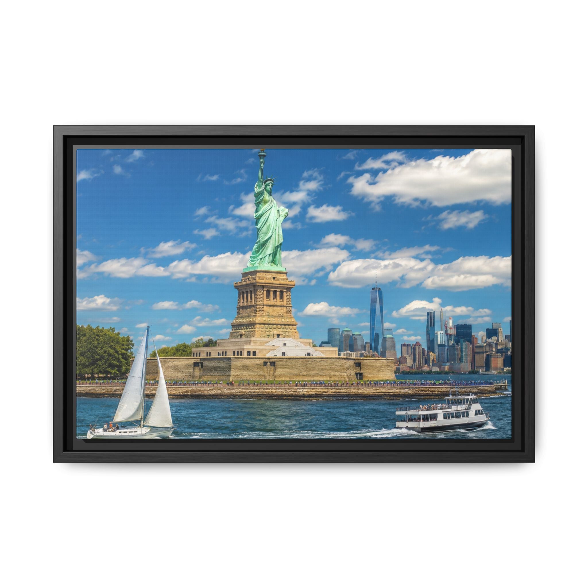 Statue of Liberty Matte Framed Canvas Print — New York City Landmark Wall Art