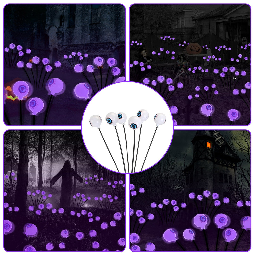 2Pcs Purple Light OR 2Pcs Green Light Solar Scary Eyeballs Lights Outdoor
