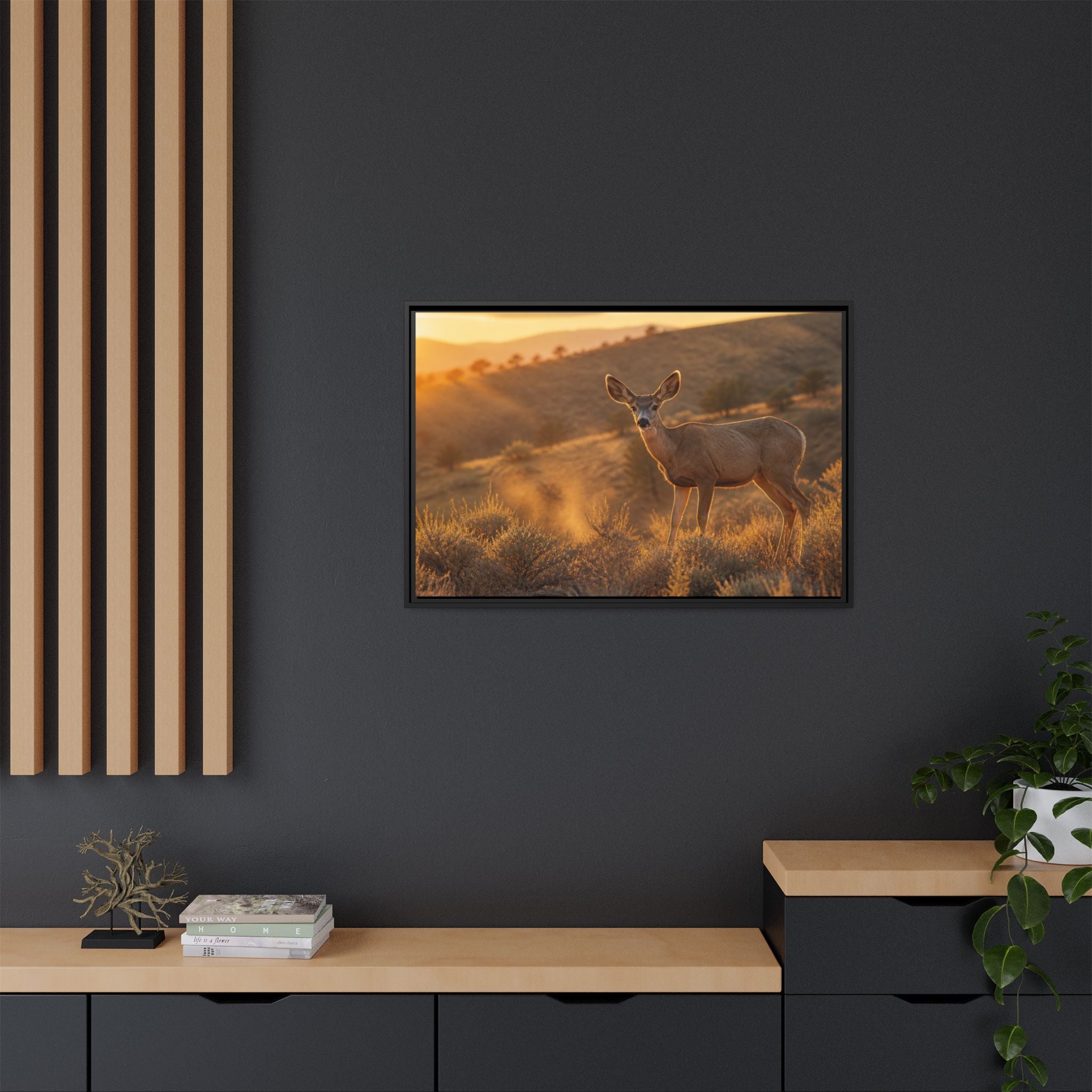 Mule Deer Golden Hour Canvas Wall Art Print Ready to Hang